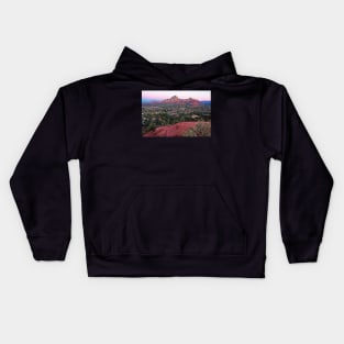 Looking down on Sedona from Airport Mesa Sunrise Kids Hoodie